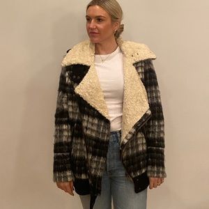 Free People Plaid Sherpa Jacket